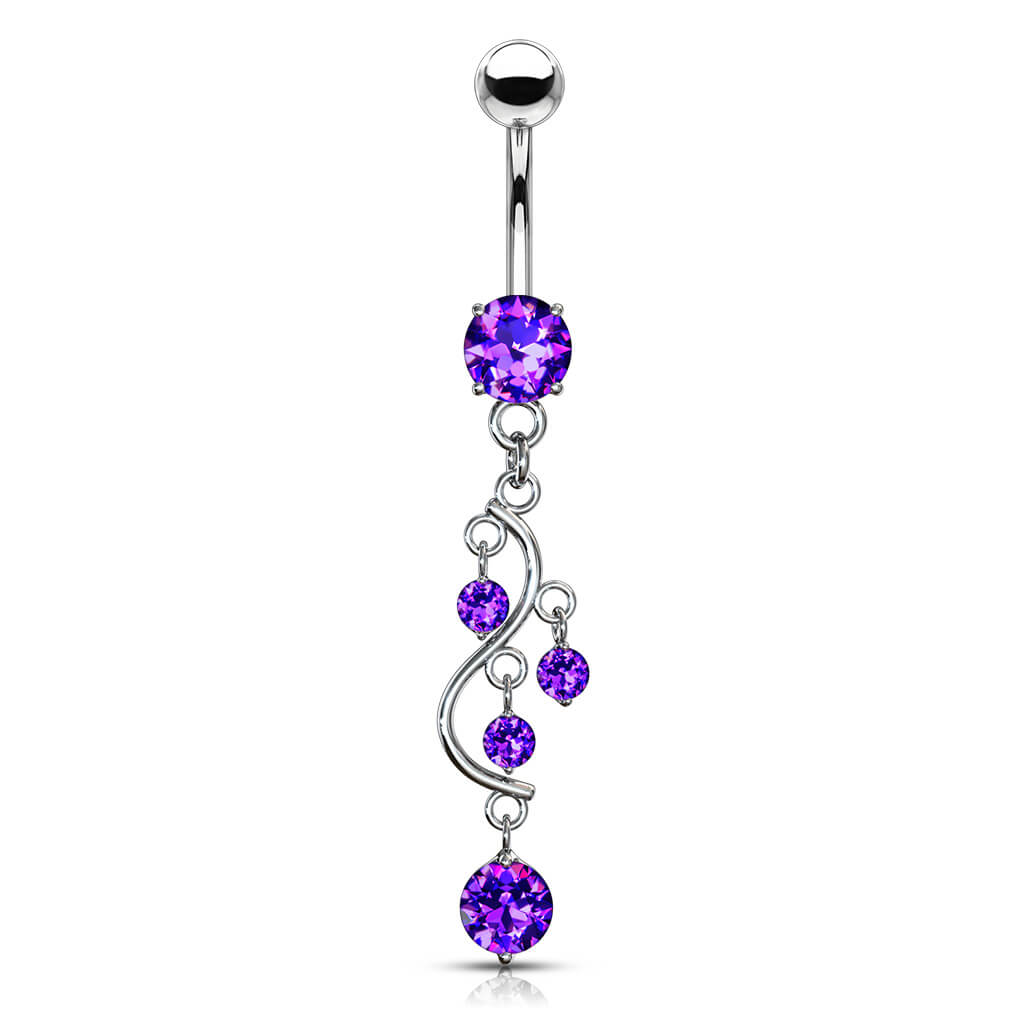 Belly Button Piercing Grapevine dangle Zirconia