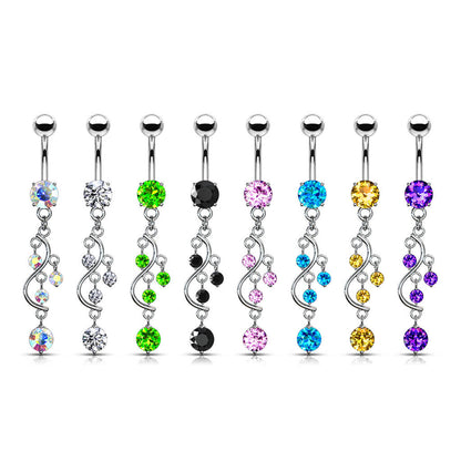 Belly Button Piercing Grapevine dangle Zirconia