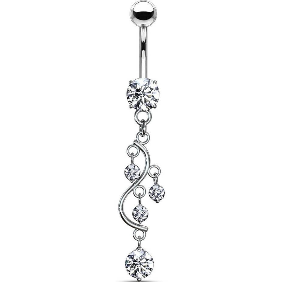 Belly Button Piercing Grapevine dangle Zirconia