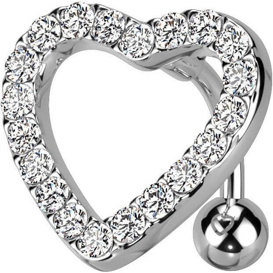 Belly Button Piercing Top Down Heart Zirconia