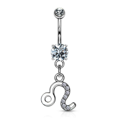 Belly Button Piercing Zodiac sign dangle Zirconia Silver