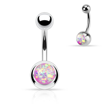 Belly Button Piercing Opal Silver