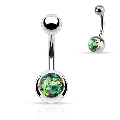 Belly Button Piercing Opal Silver