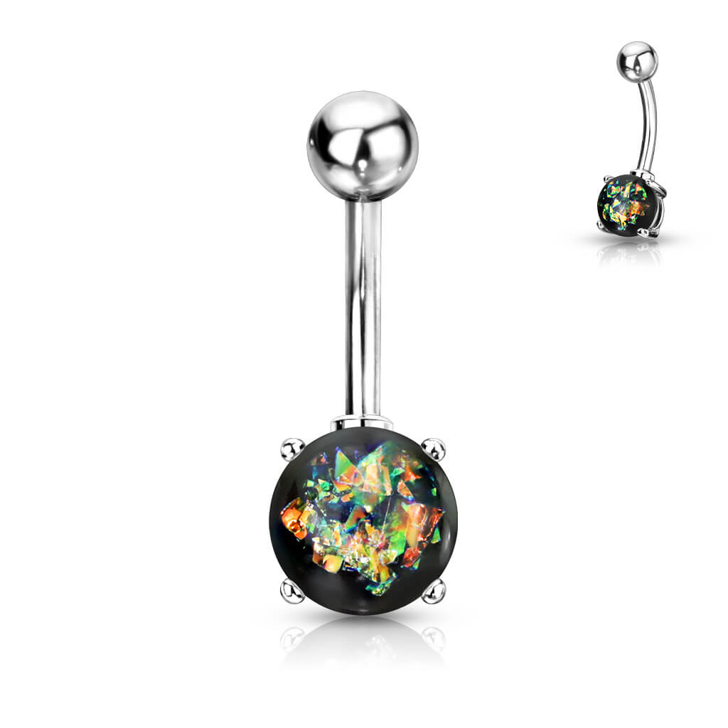 Belly Button Piercing Opal Silver