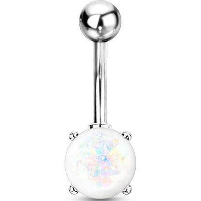 Belly Button Piercing Opal Silver