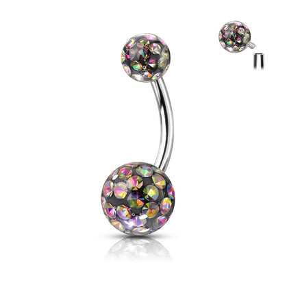 Piercing Nombril Bille Zircone Argent Filetage Interne