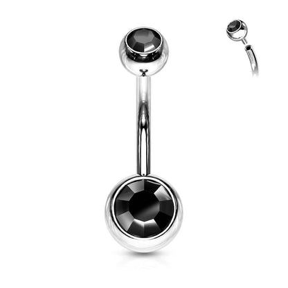 Bauchnabelpiercing Kugel Zirkonia Silber Innengewinde