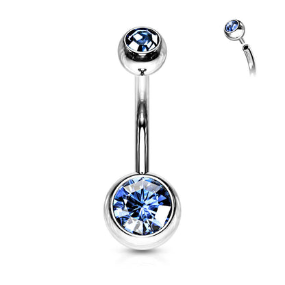 Bauchnabelpiercing Kugel Zirkonia Silber Innengewinde