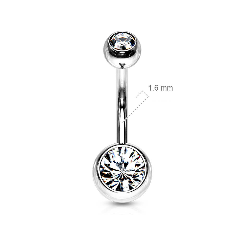 Bauchnabelpiercing Kugel Zirkonia Silber Innengewinde