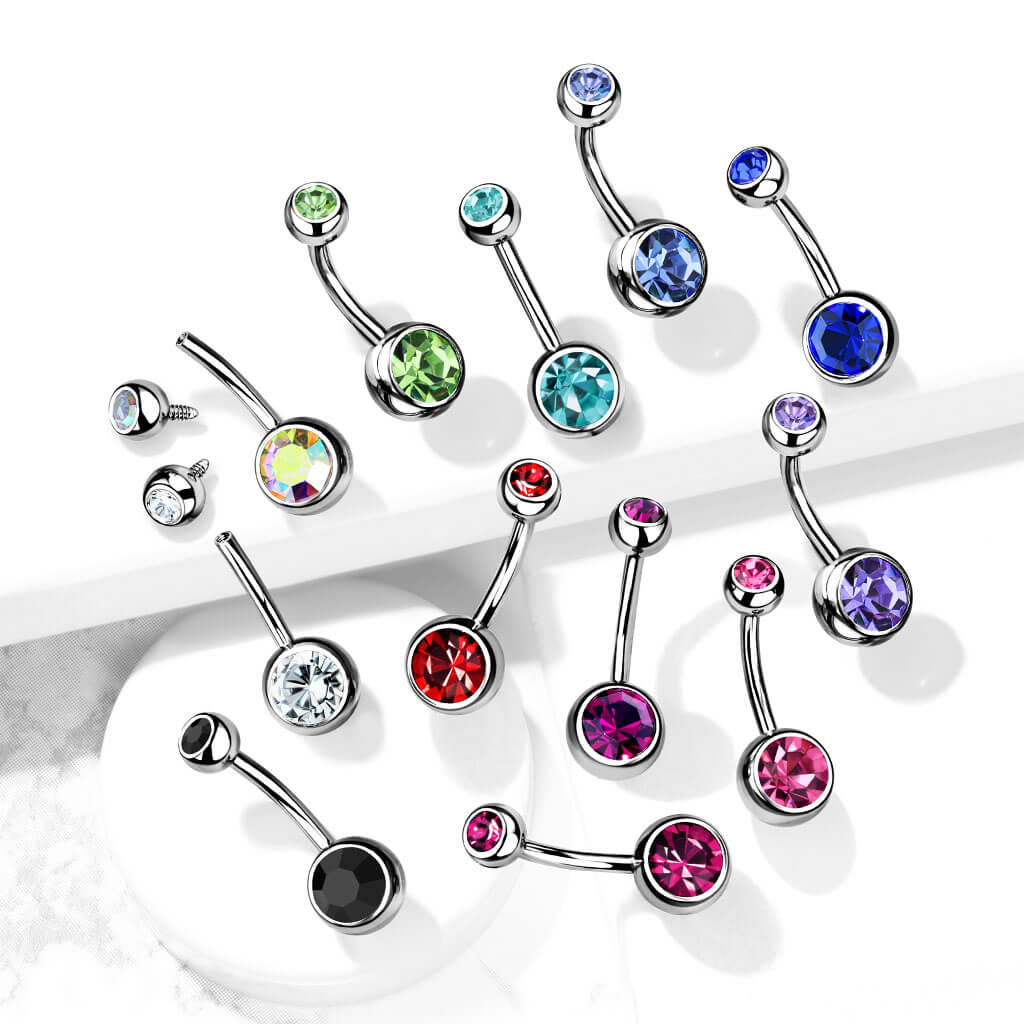 Bauchnabelpiercing Kugel Zirkonia Silber Innengewinde