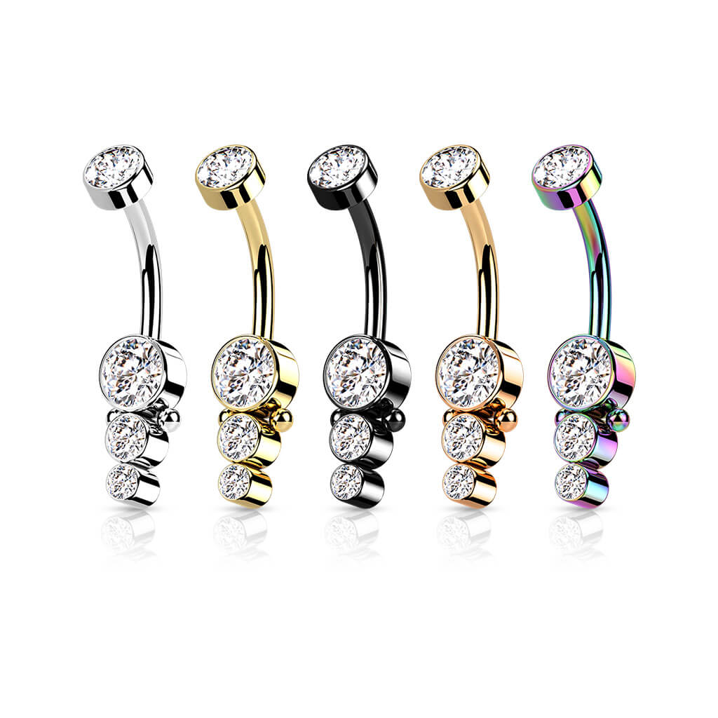 Belly Button Piercing Zirconia Gold Internally Threaded