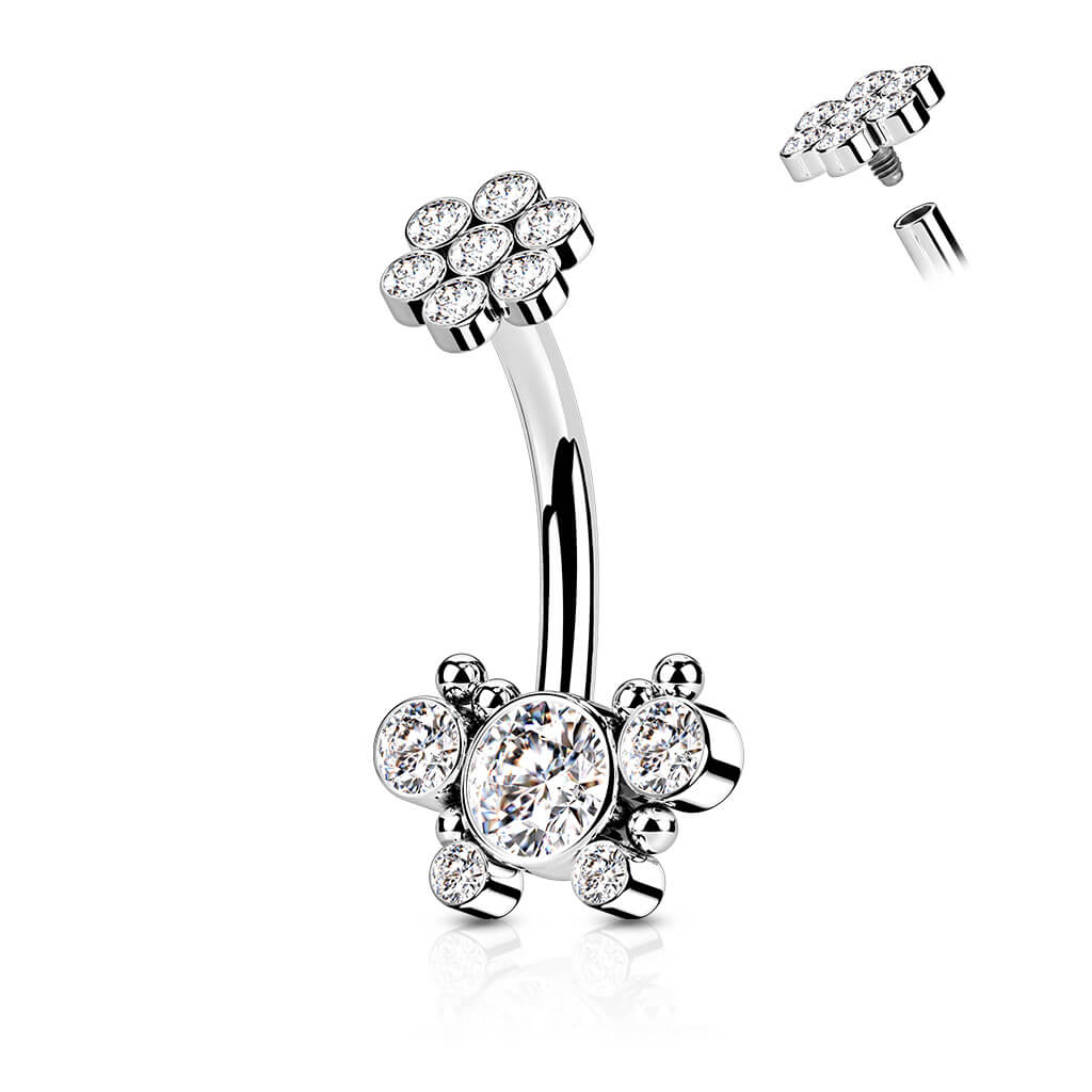 Bauchnabelpiercing Blumen Zirkonia Innengewinde