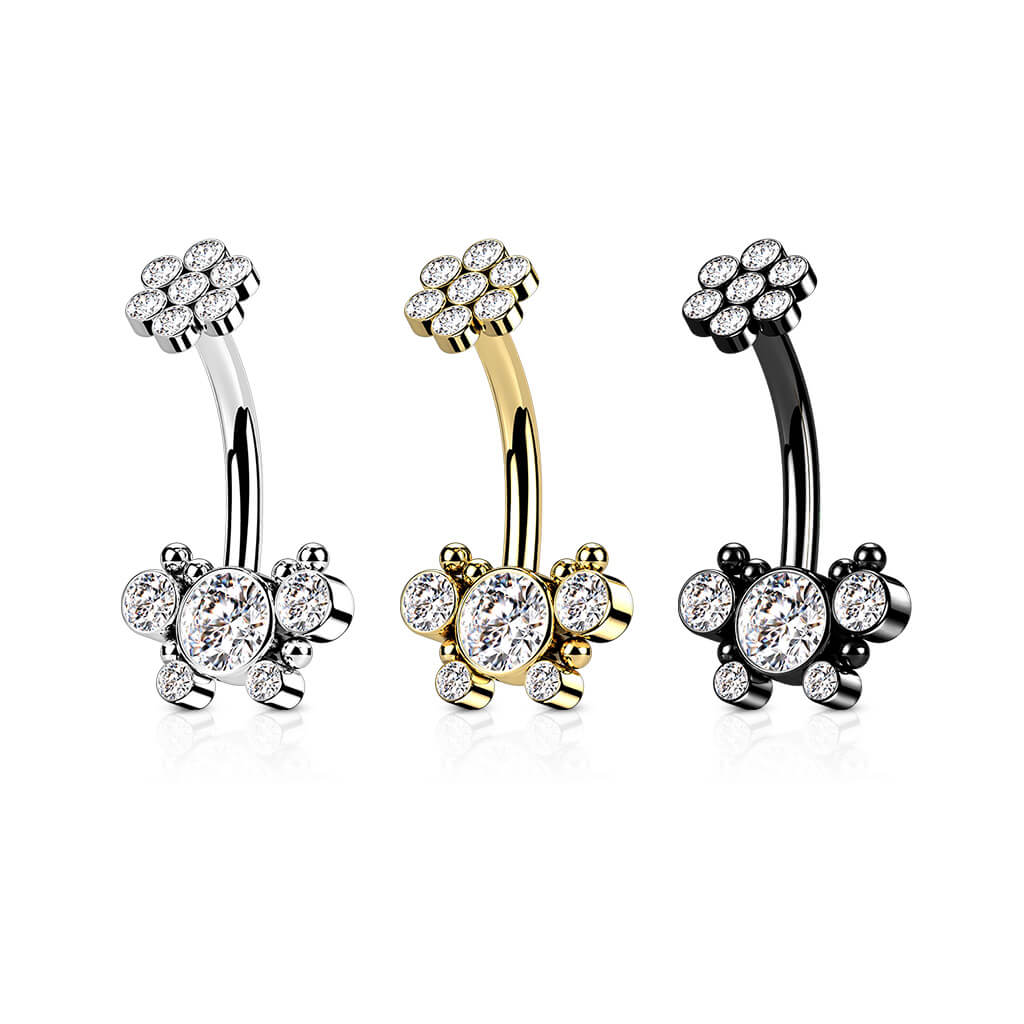 Bauchnabelpiercing Blumen Zirkonia Innengewinde