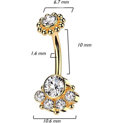 Piercing Ombelico Zirconi Filettatura Interna