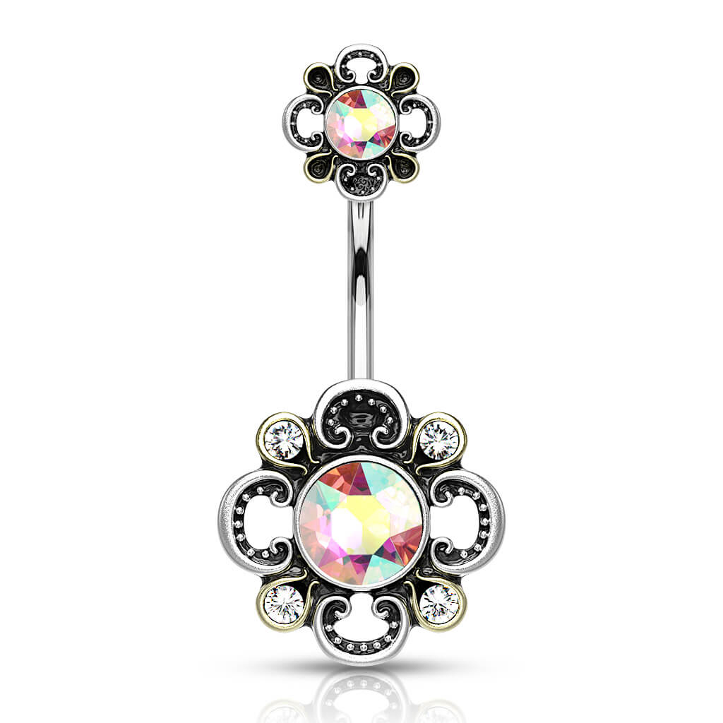 Bauchnabelpiercing Blume Zirkonia Silber