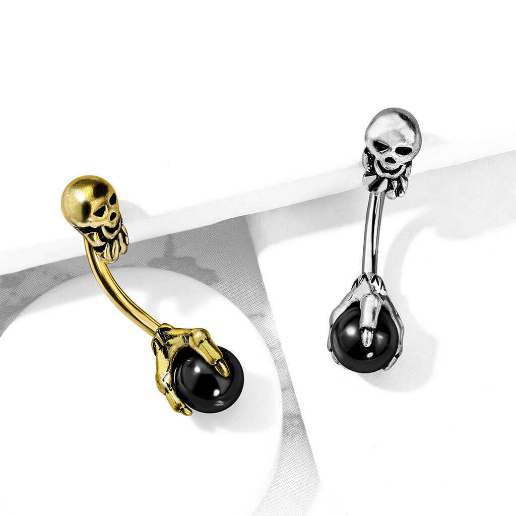 Piercing ombligo Calavera Garra Plata