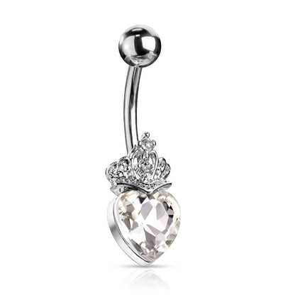 Piercing ombligo Corona Corazón Circonita Plata