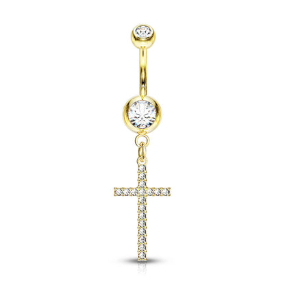 Bauchnabelpiercing Kreuz beweglich Zirkonia