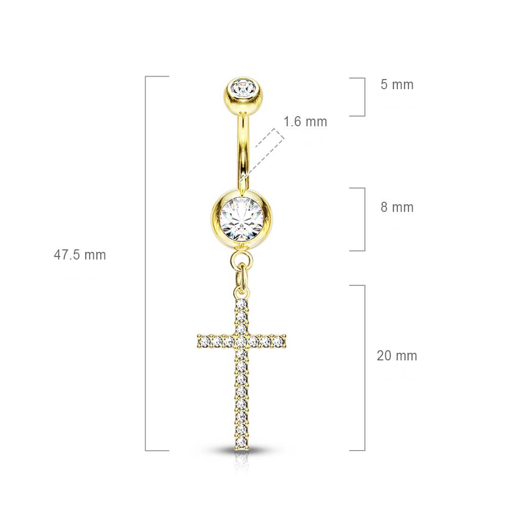 Belly Button Piercing Cross dangle Zirconia