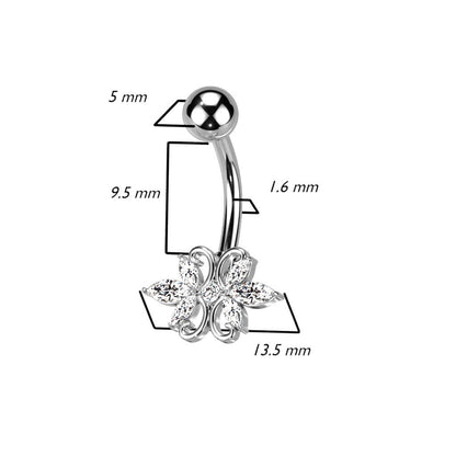 Piercing Nombril Double Cœur Zircone