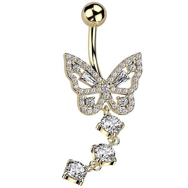 Piercing Nombril Pendentif Papillon Zircone