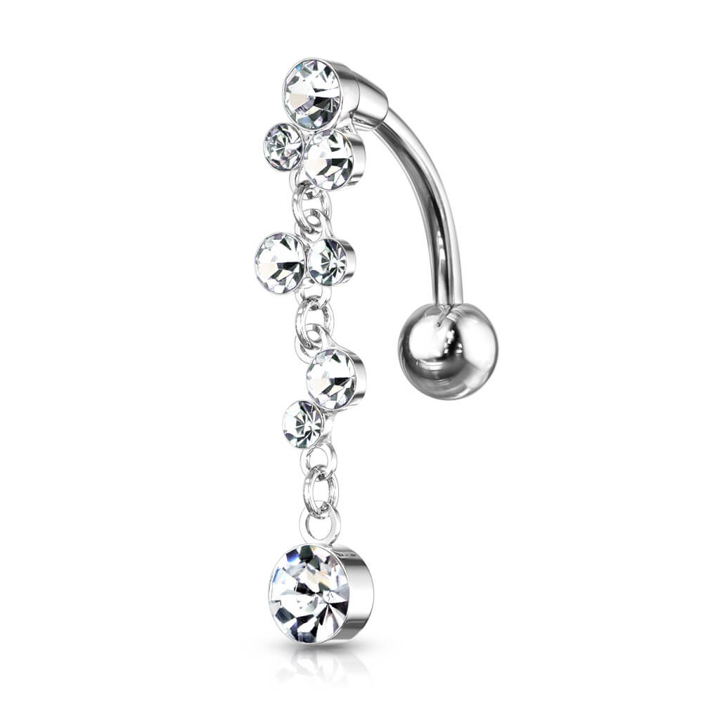 Belly Button Piercing Top Down Bubbles dangle Zirconia Silver