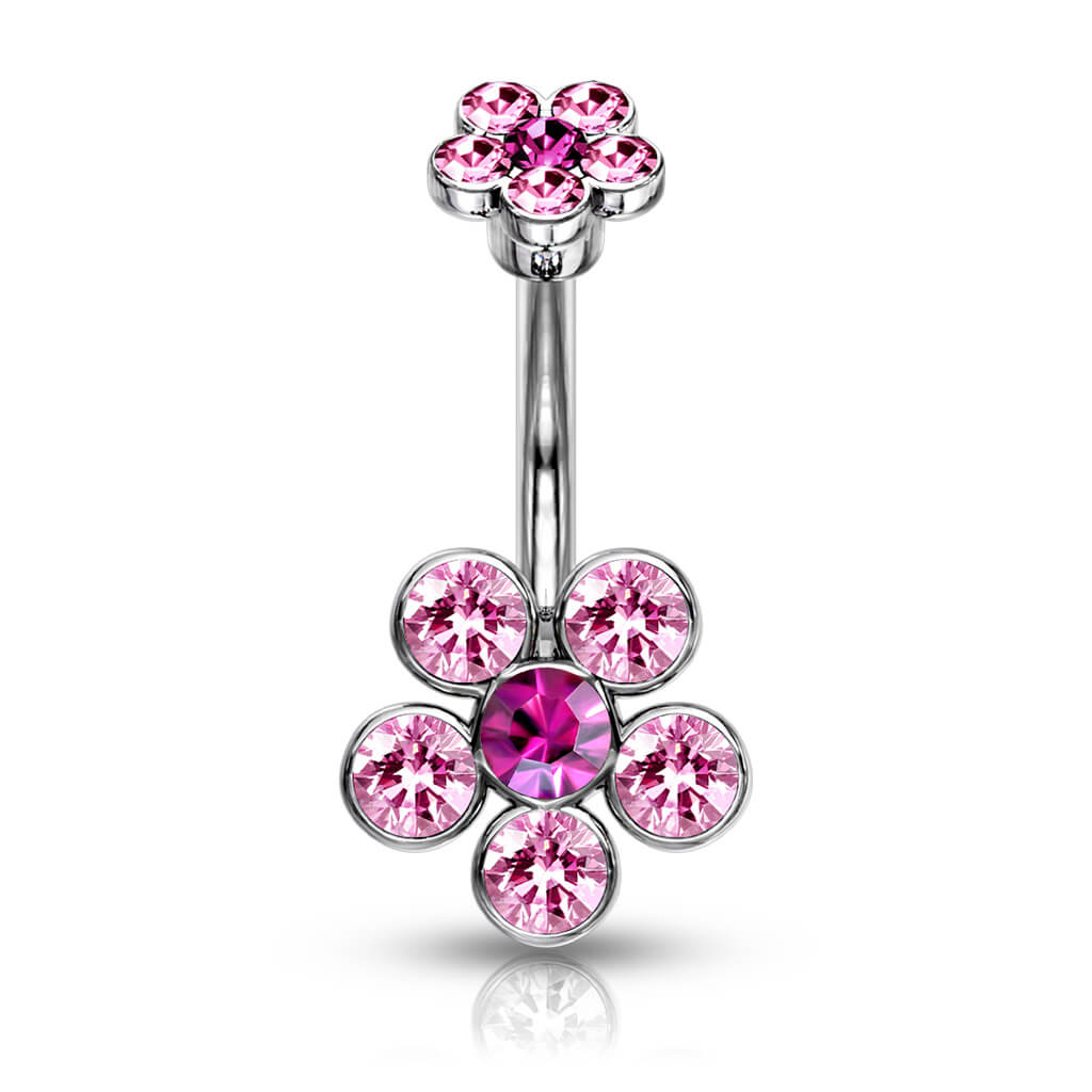 Piercing Nombril Fleur Zircone