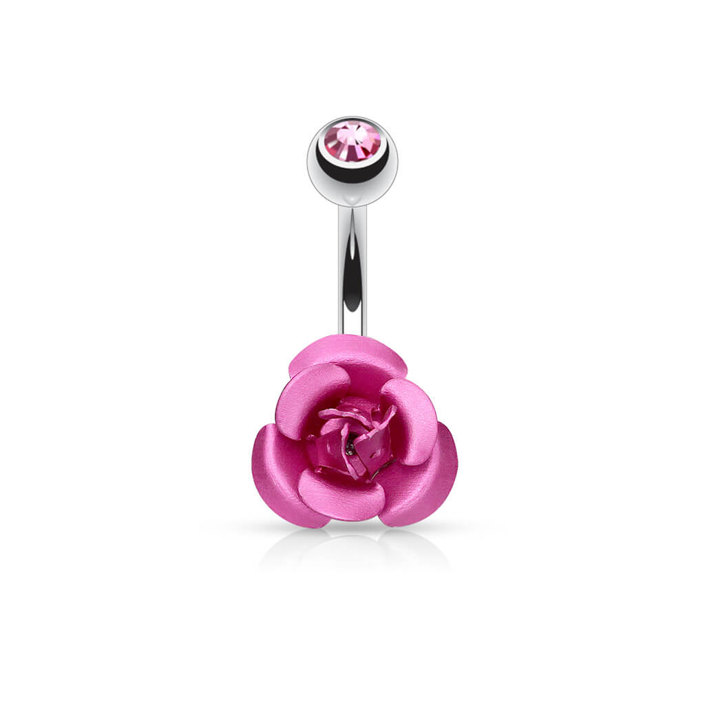 Piercing Nombril Rose Zircone Métal