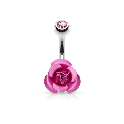 Piercing Nombril Rose Zircone Métal