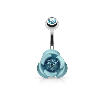 Piercing Nombril Rose Zircone Métal