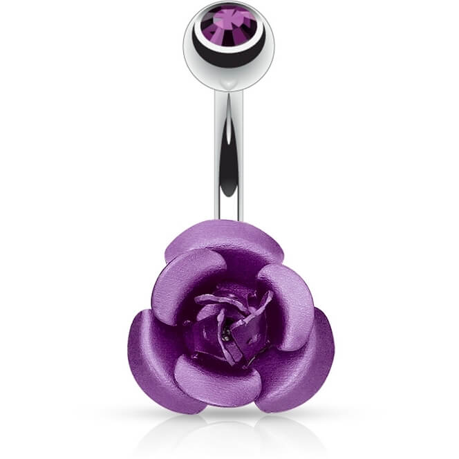 Piercing ombligo Rosa metal Circonita