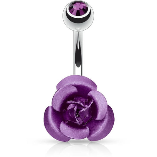 Belly Button Piercing Rose metal Zirconia