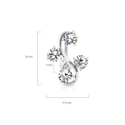 Belly Button Piercing 4 Zirconia Silver