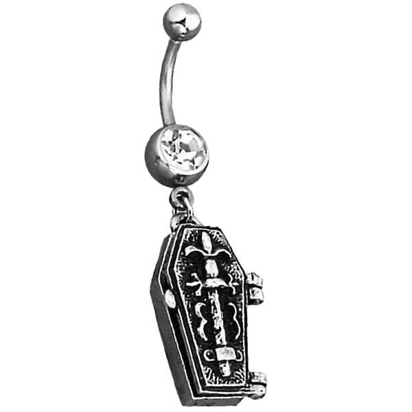 Belly Button Piercing Coffin dangle Zirconia Silver