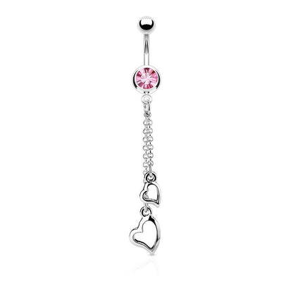 Belly Button Piercing Heart dangle Zirconia Silver