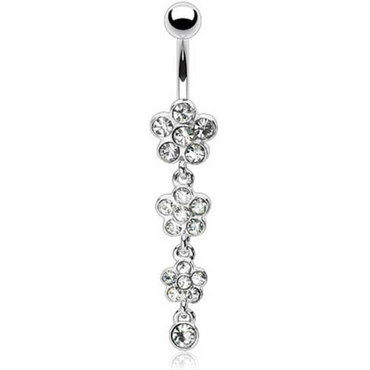 Belly Button Piercing Flower dangle Zirconia