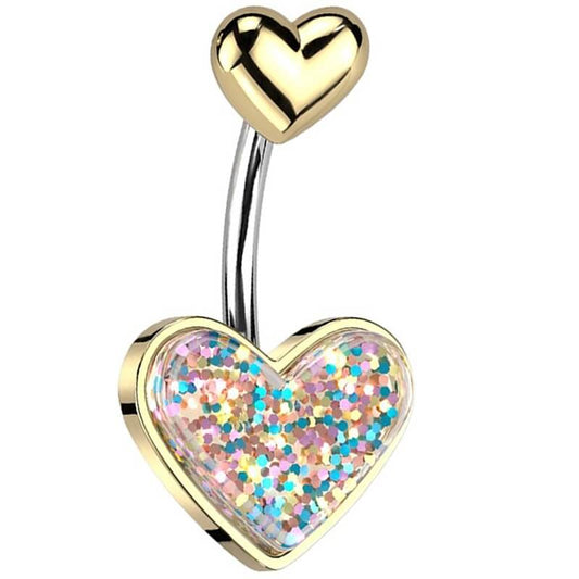 Belly Button Piercing Glitter Heart