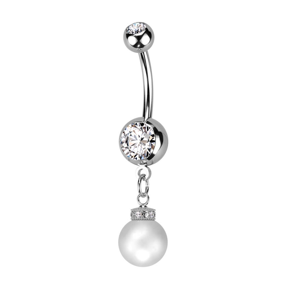 Piercing Nombril Zircone Pendentif Perle