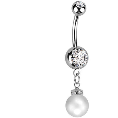 Piercing Nombril Zircone Pendentif Perle