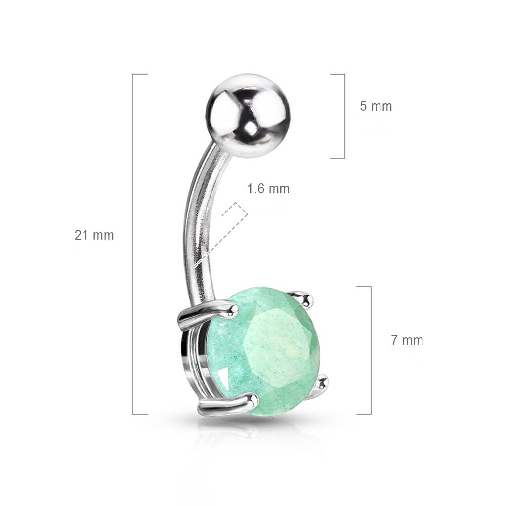 Piercing Nombril Pierre Semi-Précieuse Jade Ronde