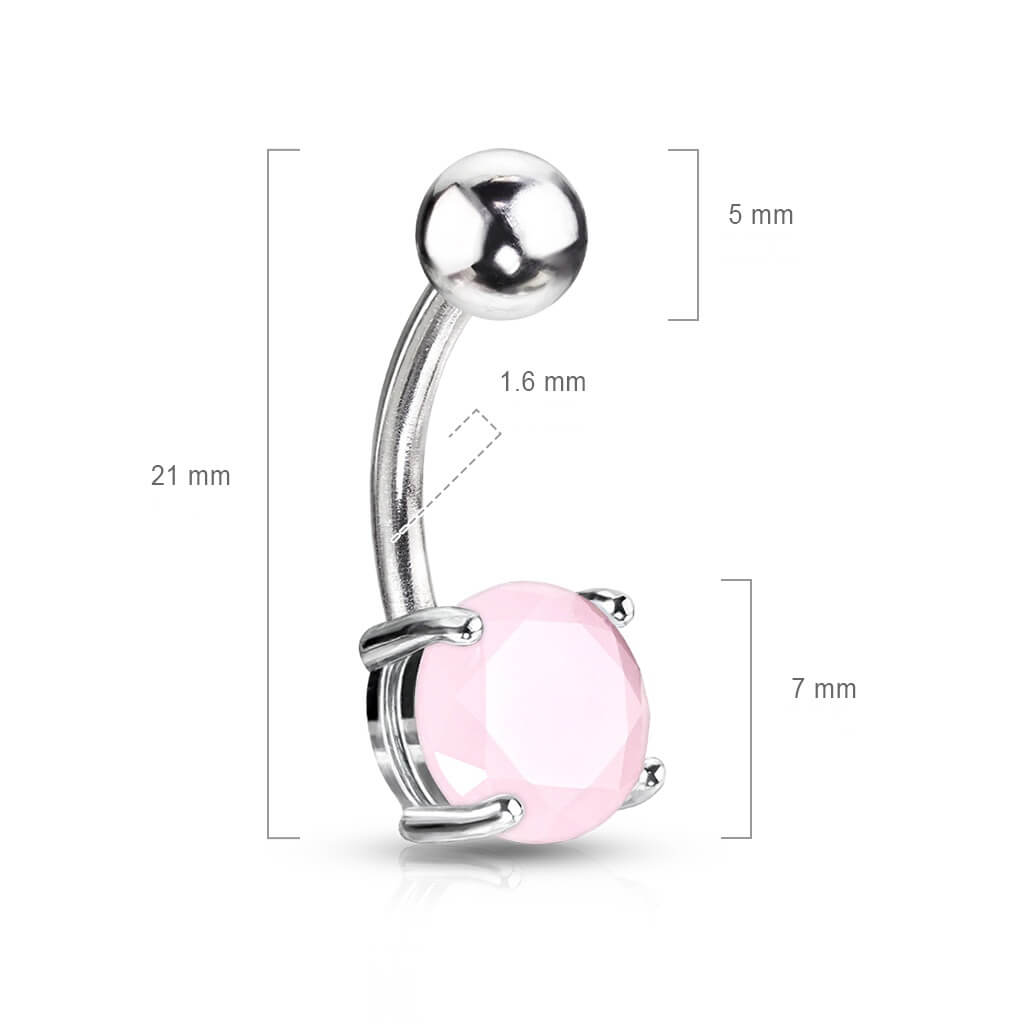 Piercing Ombelico Pietra semipreziosa giada rosa rotonda