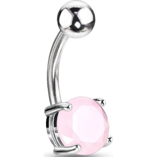 Piercing Nombril Pierre Semi-Précieuse Jade Rose Ronde