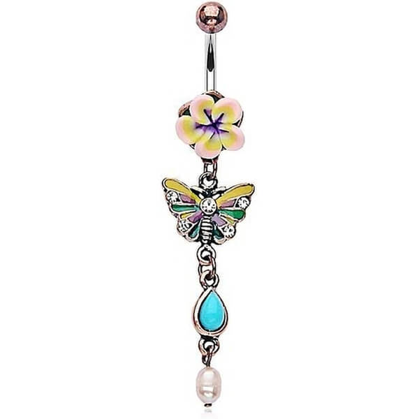 Bauchnabelpiercing Blume Schmetterling beweglich Bunt