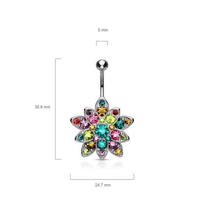 Belly Button Piercing Flower Zirconia