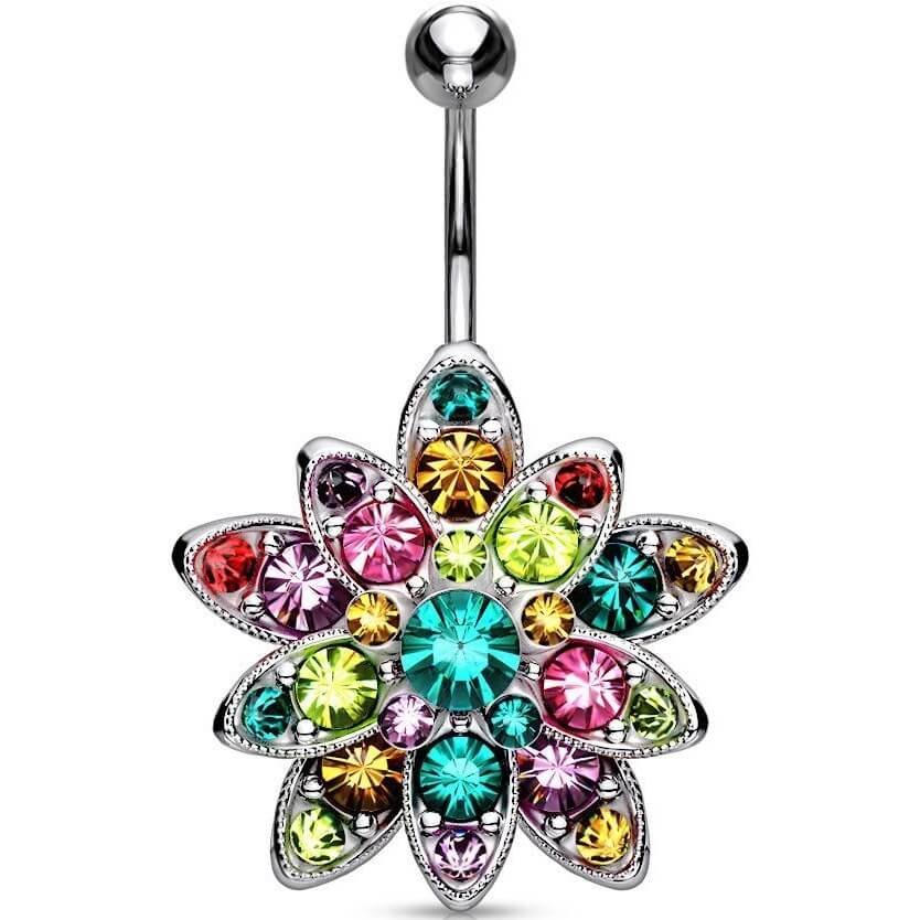 Piercing Nombril Fleur Zircone