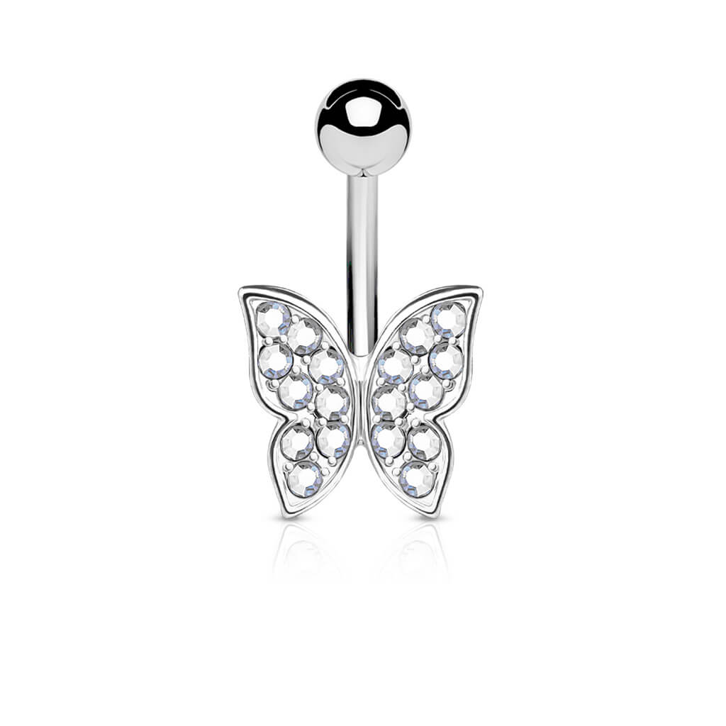 Piercing ombligo Mariposa Circonita Plata