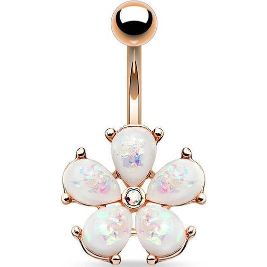 Belly Button Piercing Flower Opal