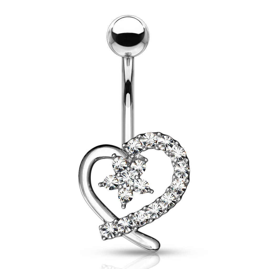 Belly Button Piercing Heart Flower Zirconia