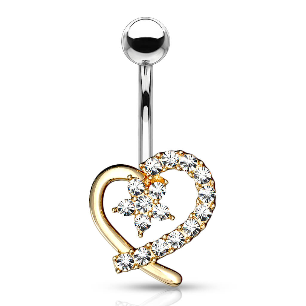 Belly Button Piercing Heart Flower Zirconia