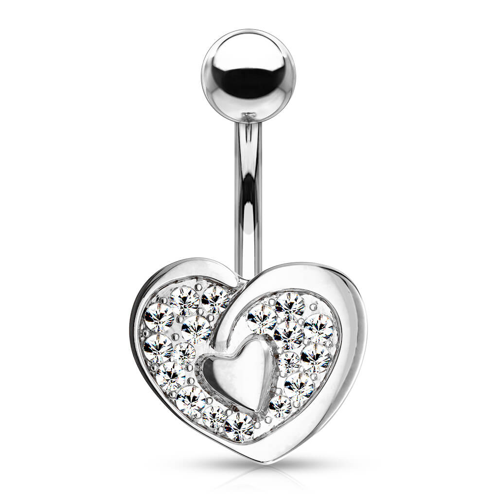 Piercing Ombelico Cuore di zirconi